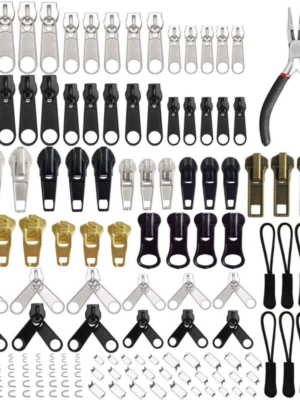 169Pcs Zipper Repair Kit Zipper Replacement Zipper Pull Rescue Kit with Zipper I